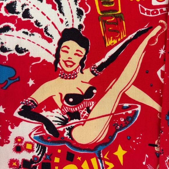 LA ROCKA by BC Ethic Las Vegas Pinup Burlesque Tiki Red Short Sleeve Shirt - Picture 3 of 9